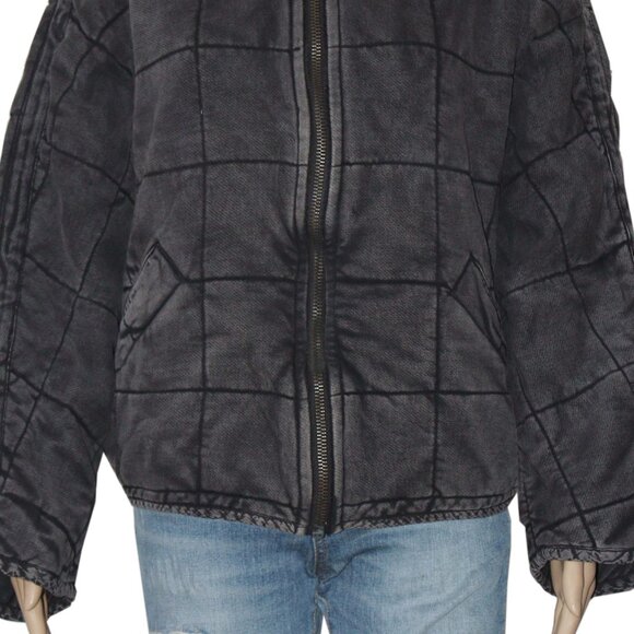 Free People Dolman Quilted Knit Jacket Oversized Front Zip Black - Picture 6 of 8